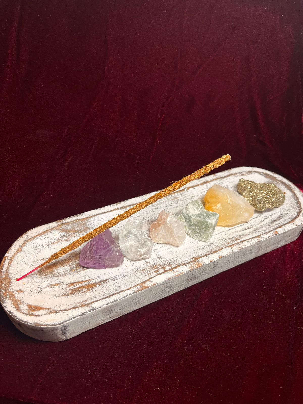Duża Owalna Podstawka pod Kadzidełka 30x10 cm - Whitewash