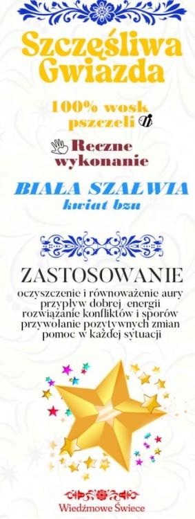 SZCZĘŚLIWA GWIAZDA- Białe z białą szałwią i kwiatem czarnego bzu• 1 opak (10szt) - DOBRA ENERGIA