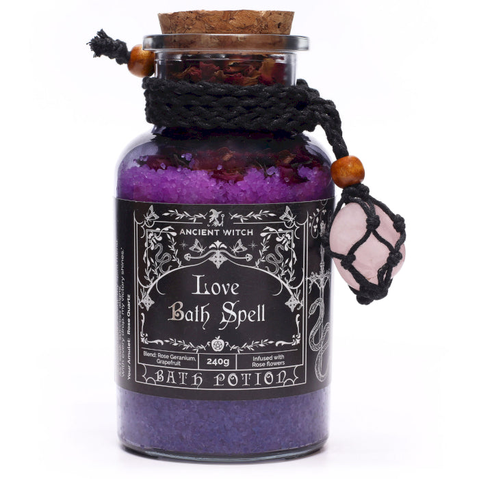 Mikstura do Kąpieli Ancient Witch + Amulet z Kwarcem Różowym - Miłość