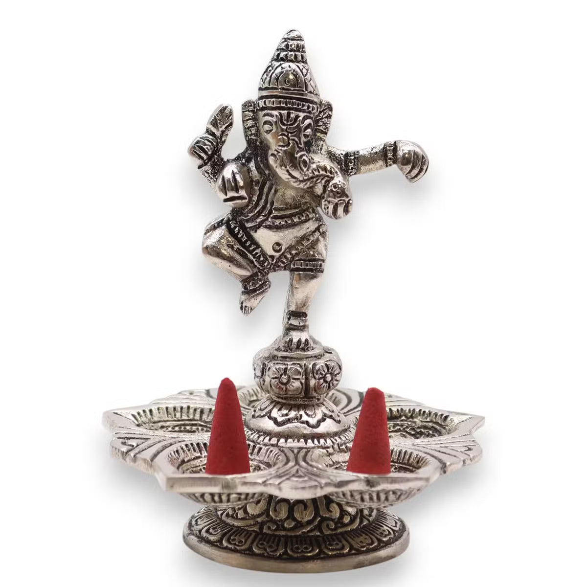 Tańczący Ganesha - Podstawka z Polerowanego Aluminium