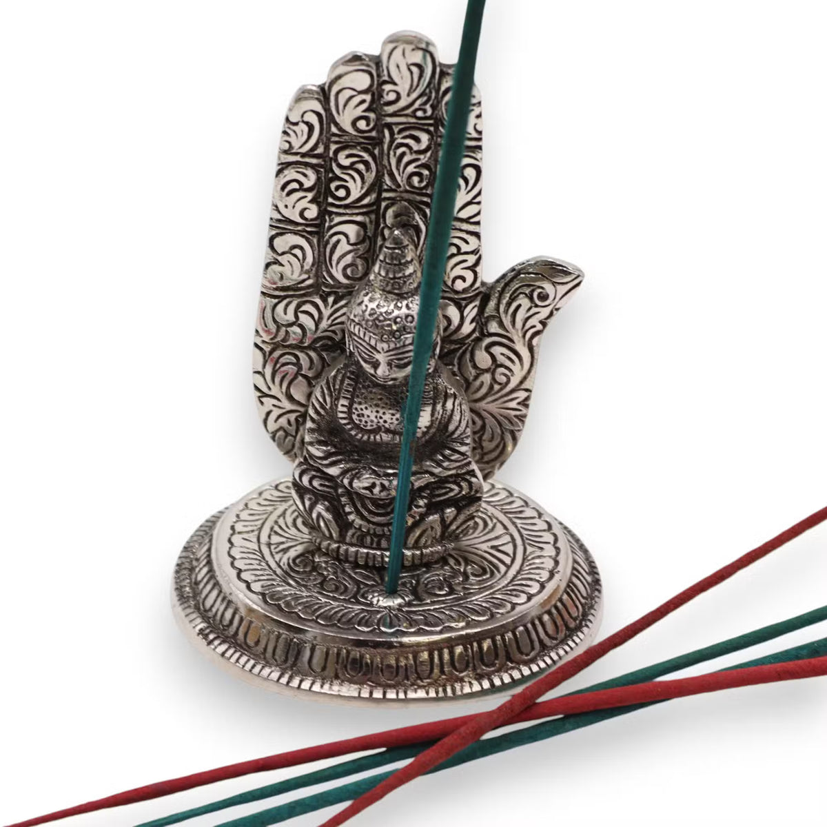 Budda i Ręka - Podstawka z Polerowanego Aluminium