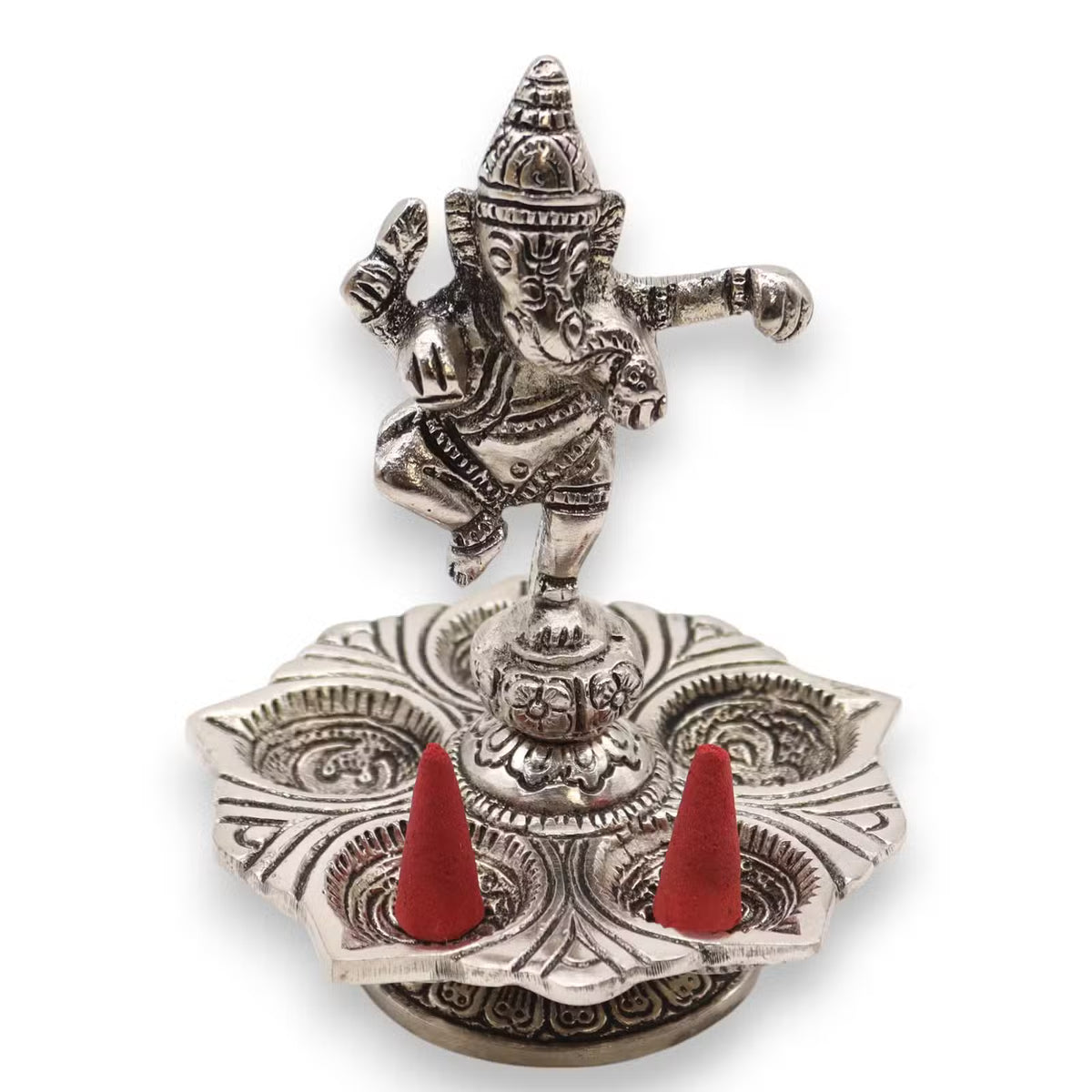 Tańczący Ganesha - Podstawka z Polerowanego Aluminium