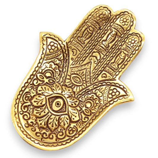 Podstawka pod Kadzidełka ze Złotego Aluminium 13x5.5cm - Mała Hamsa - Turmalinova Sklep Ezoteryczny Bielsko-Biała